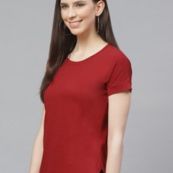 Women High-Low Solid Long Tshirt