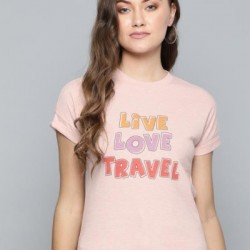 Women Printed Tshirt (Pink)