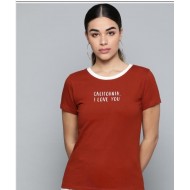 Women Printed T-Shirt (Rust)