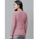 Women Striped Round Neck Full T-shirt 